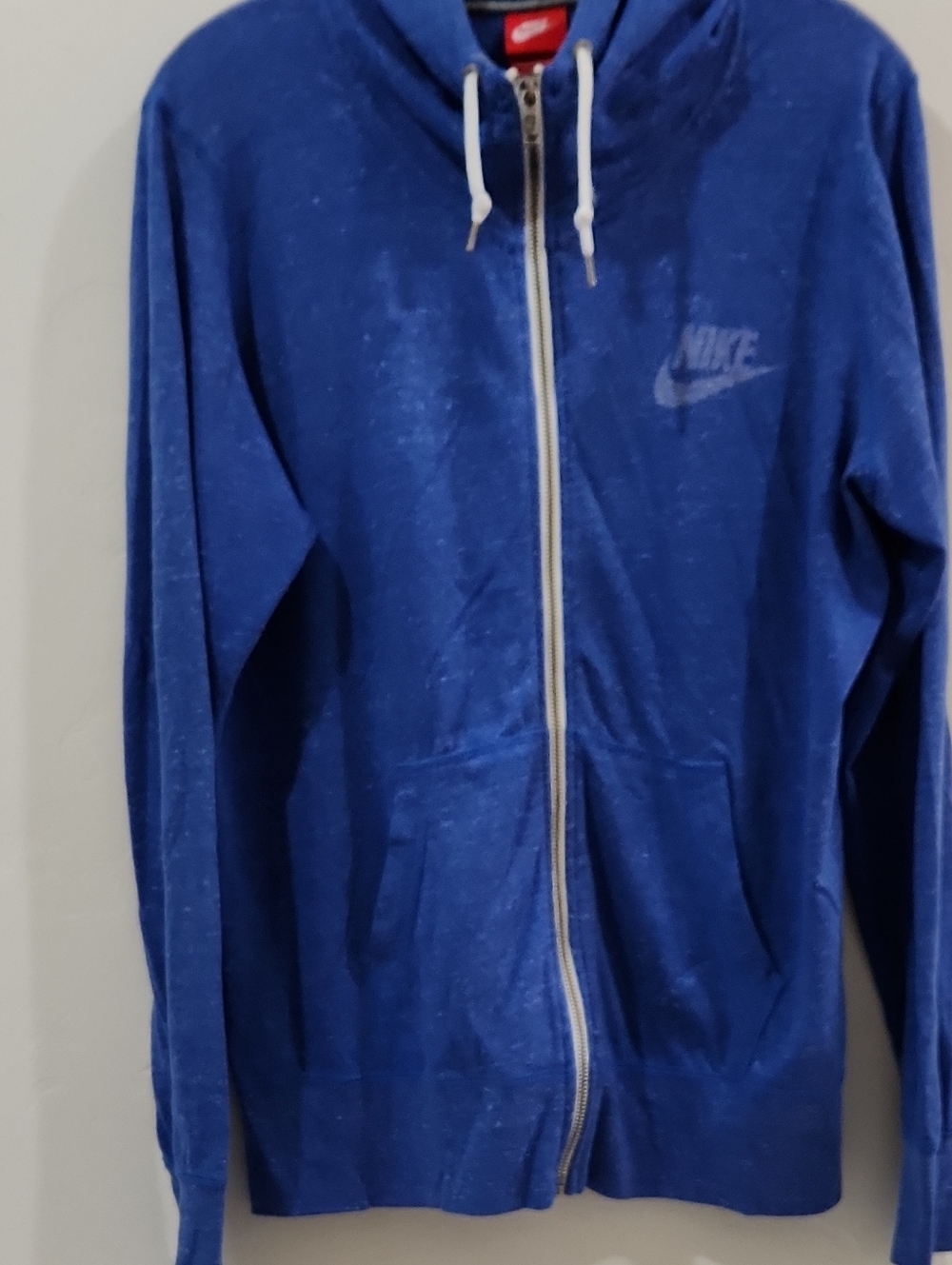 Nike Blue Hoodie with Red Tag and White Logo